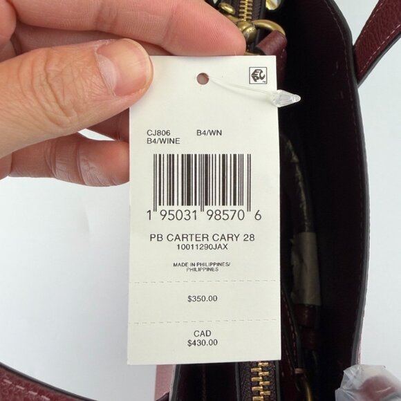 Coach CJ806 Polished Leather Carter Carryall 28 in Wine - Picture 5 of 11